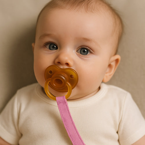 Organic Cotton Pacifier Clip - Pink