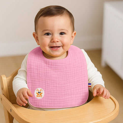 PaPate Organic Cotton Baby Bib | Double-Sided Absorbent Feeding Bib - Pink