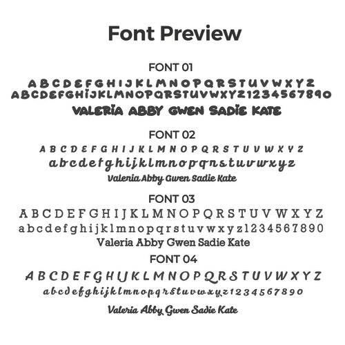 Font preview with four different font styles on a white background