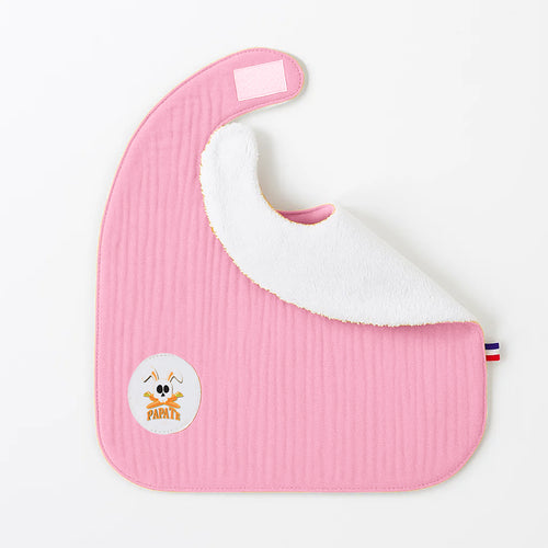 PaPate Organic Cotton Baby Bib | Double-Sided Absorbent Feeding Bib - Pink