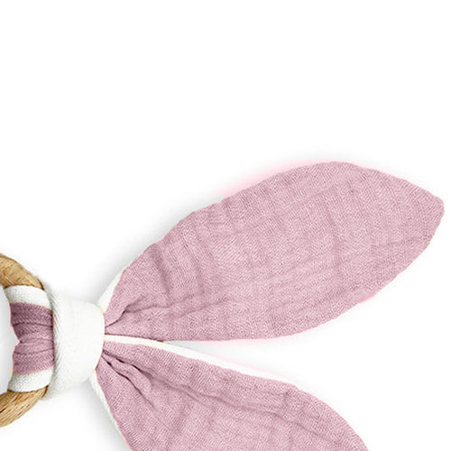 Organic Cotton Baby Teething Ring – Natural Wooden Teether