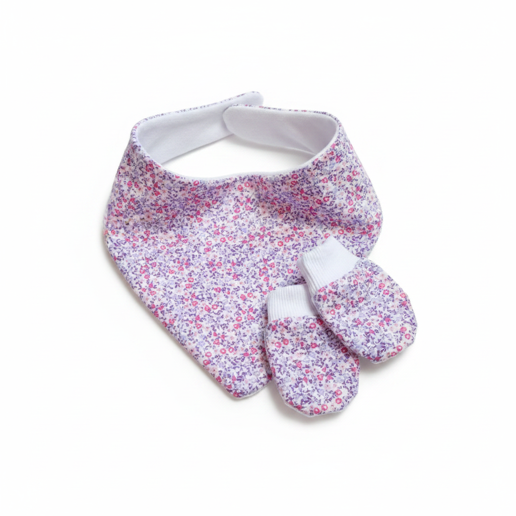 Purple Floral Bandana Bib