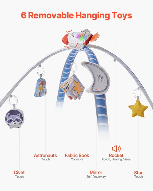 Baby Play Gym Mat with 6 Sensory Toys | Tummy Time & Activity Mat