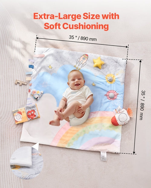 Baby Play Gym Mat with 6 Sensory Toys | Tummy Time & Activity Mat