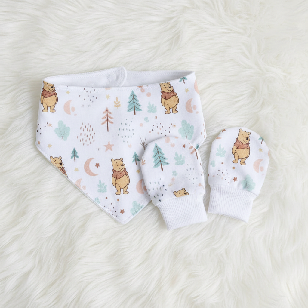 Winnie the Pooh Bib & Mittens Set